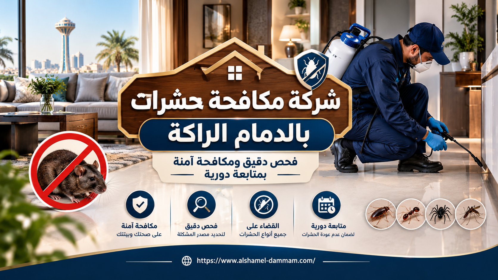 شركة مكافحة حشرات بالدمام الراكة| فحص دقيق ومكافحة آمنة بمتابعة دورية